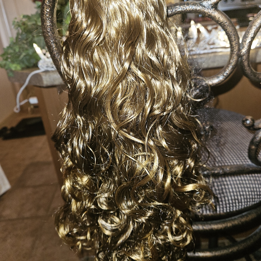 Luxurious Golden Brown Curly Hair Extension